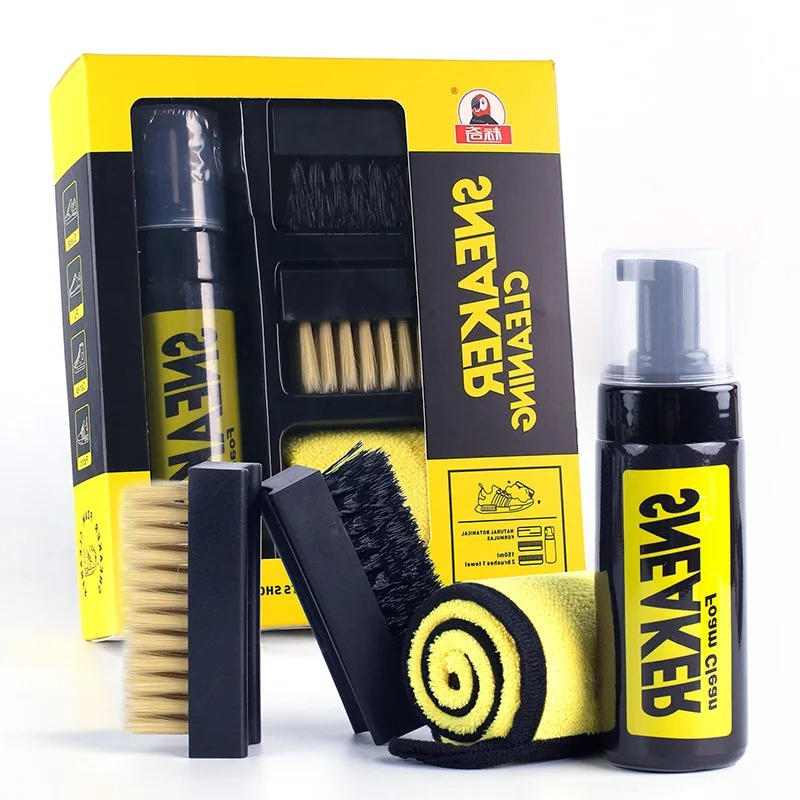 Sneaker Care For Suede - ชุดทําความสะอาดรองเท้าผ้าใบโฟมไร้น้ํา 150 มล. พร้อมแปรงและผ้าสําหรับรองเท้าสีขาวรองเท้าหนังนิ่มซักแห้ง
