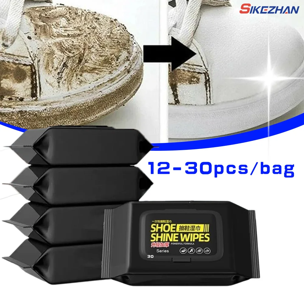 Sneaker Care Wipes - 12 ชิ้น/30 ชิ้น/ถุงทิ้งรองเท้าผ้าเช็ดทําความสะอาดแบบพกพารองเท้าสีขาวครีมคราบRemover Careรองเท้าผ้าใบทําความสะอาดQuickเปียกเช็ด