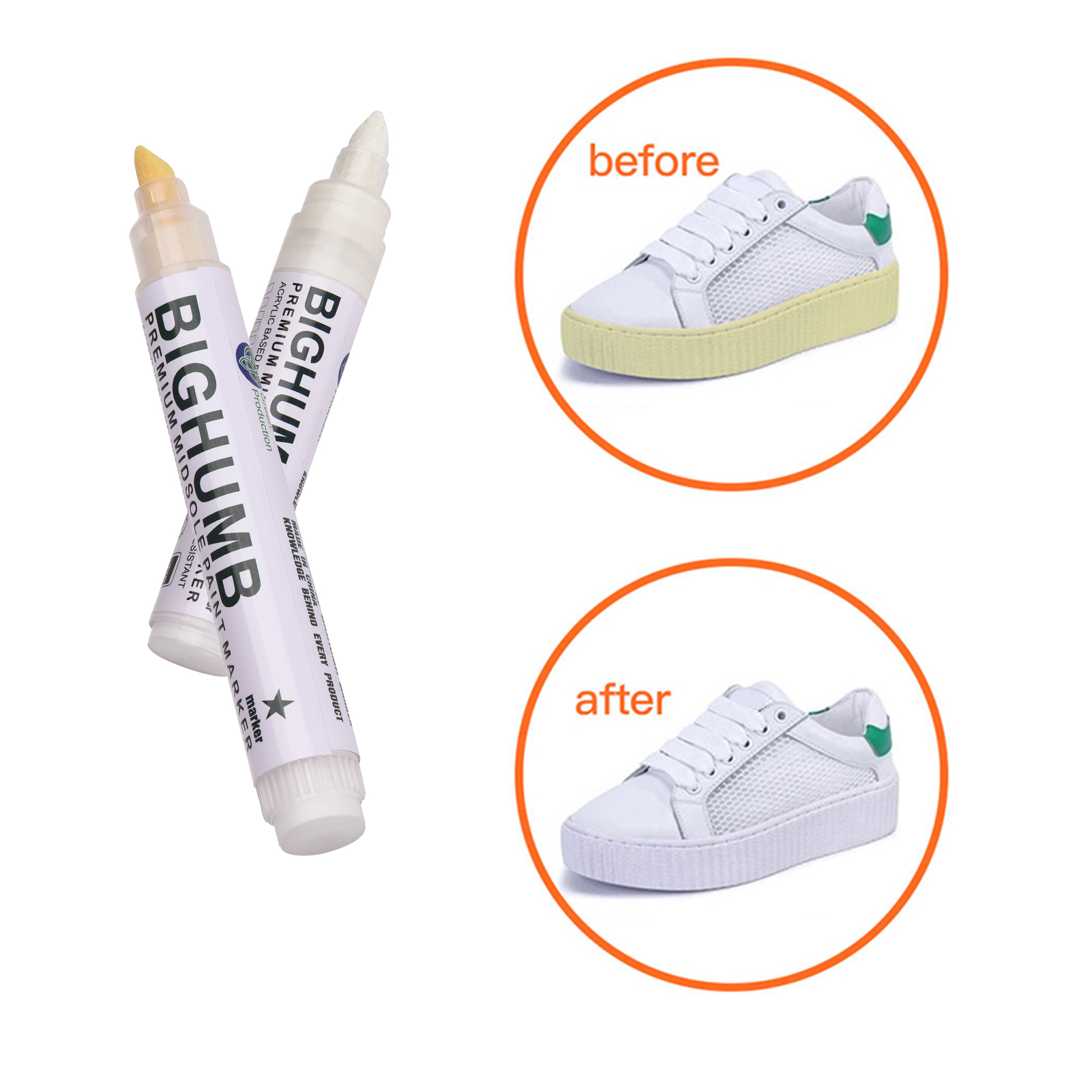 Midsole Marker Paint - ปากกา BIGTHUMB พรีเมียมสำหรับซ่อมแซมพื้นรองเท้า ปากกาซ่อมแซมรองเท้าผ้าใบ ปากกาฟอกสีรองเท้ากีฬา แห้งเร็ว